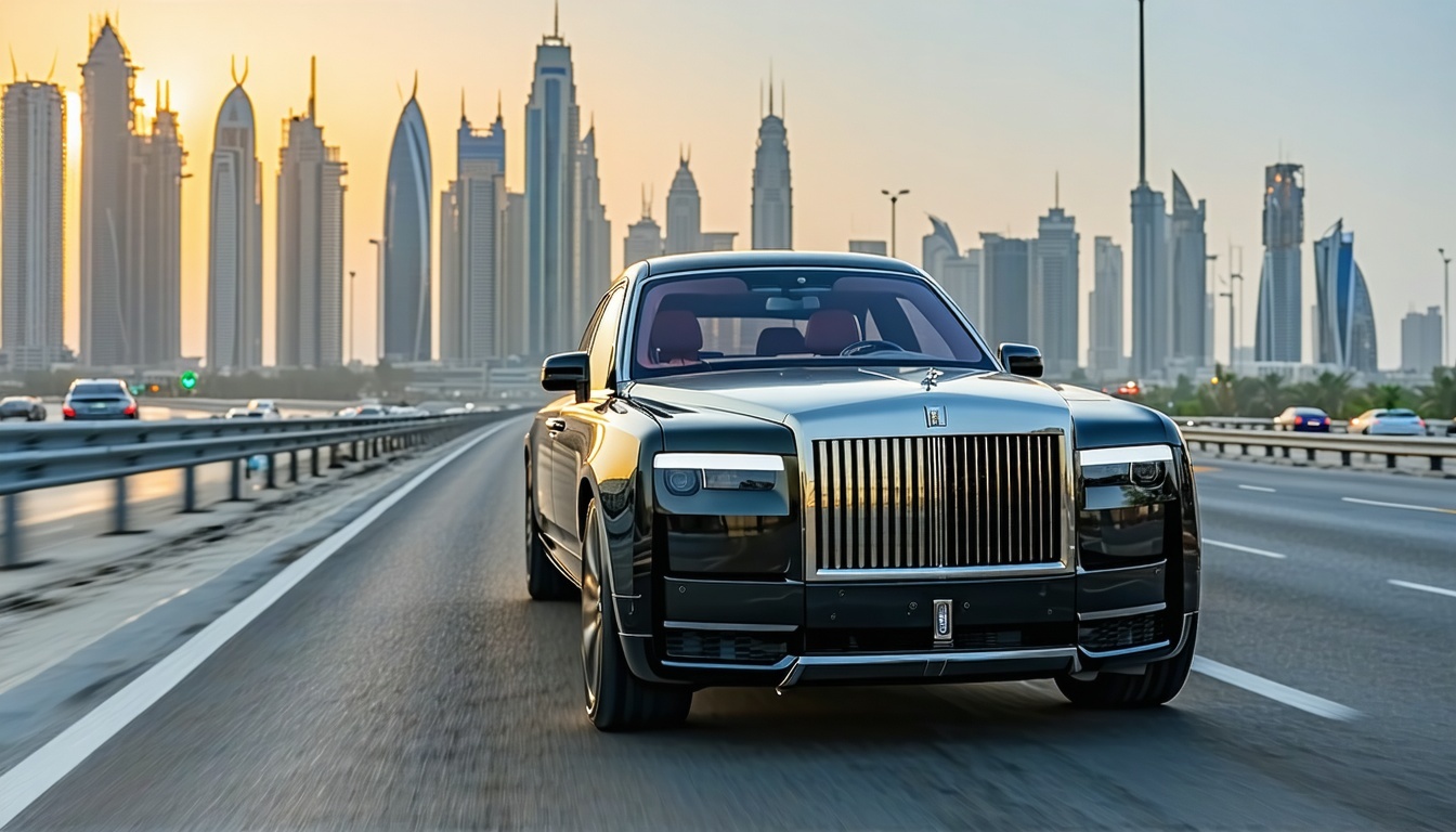 Modern luxury vehicle on Dubai highway