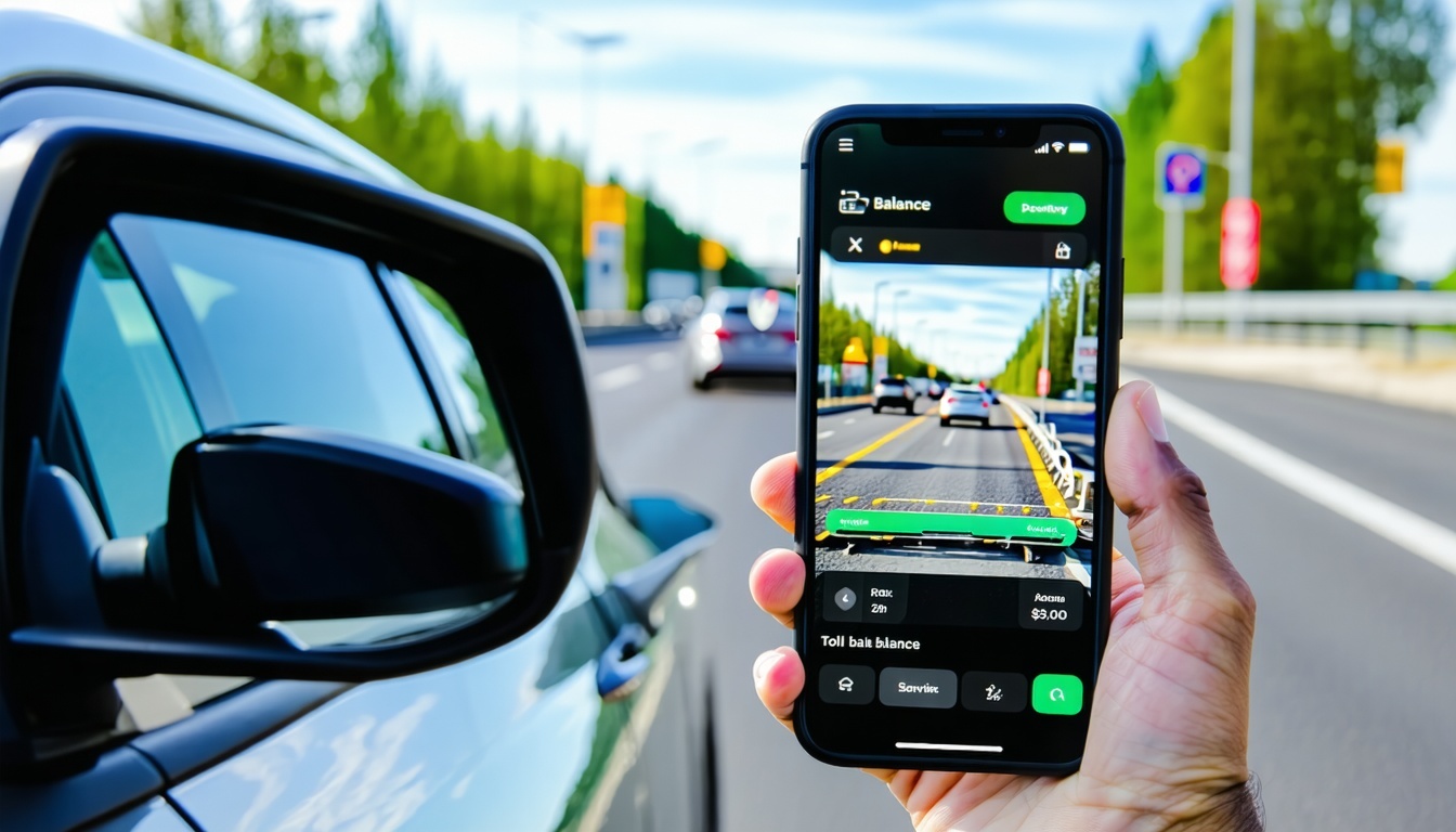 Mobile app showing real-time toll balance